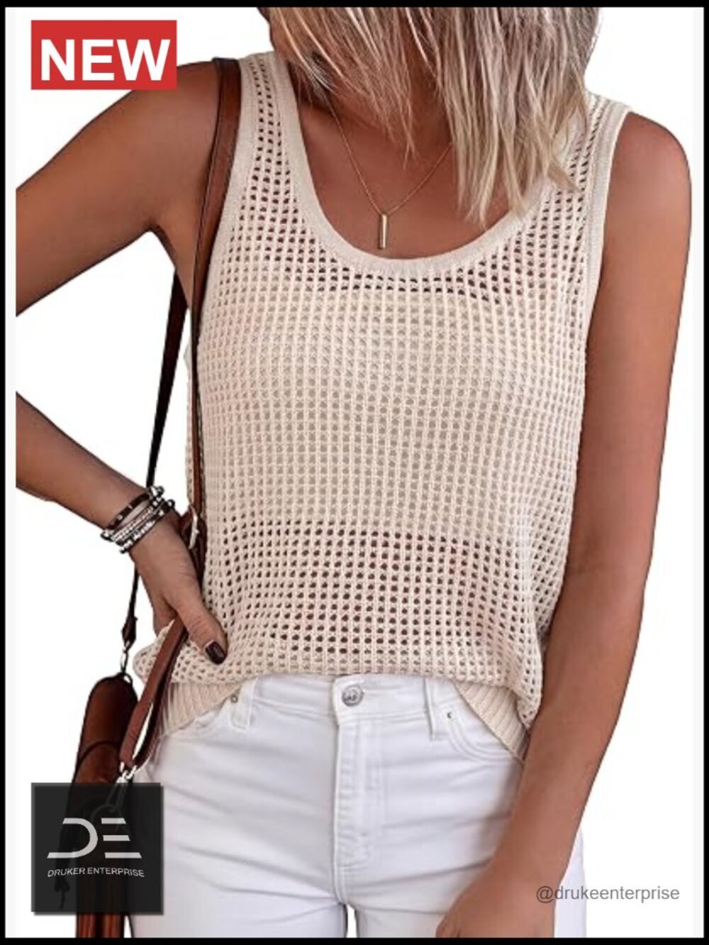 Boho Crochet Sleeveless Tank Top Summer Beach Vacation Cover Up
